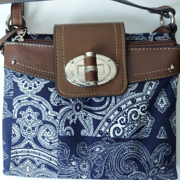 Chaps Ralph Lauren Shoulder Bag Navy Bandana Paisley Print Medium Purse Blue - Picture 10 of 13